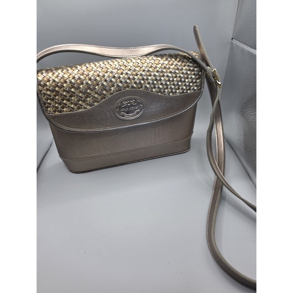 Gold Coast Handbags - Vintage Gold Coast Collection Metallic Woven Crossbody Shoulder Bag Bronze